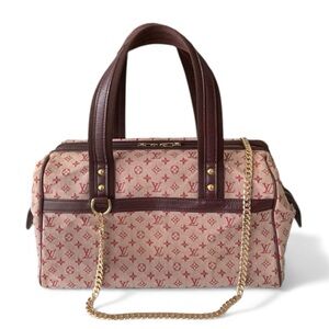 Louis Vuitton Burgundy Red Mini Lin Josephine GM with Gold Crossbody Chain